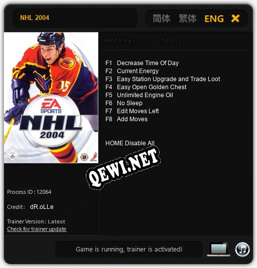 NHL 2004: ТРЕЙНЕР И ЧИТЫ (V1.0.46)