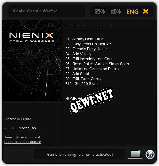 Nienix: Cosmic Warfare: Читы, Трейнер +10 [MrAntiFan]