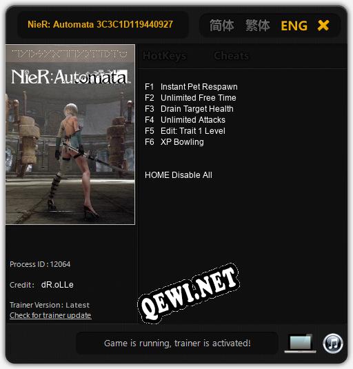 NieR: Automata 3C3C1D119440927: Трейнер +6 [v1.4]