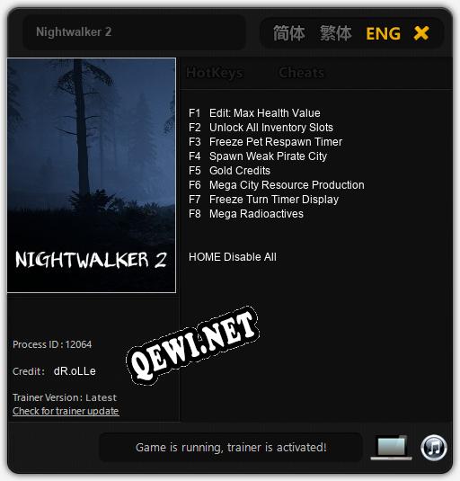 Трейнер для Nightwalker 2 [v1.0.4]