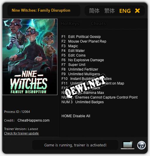 Трейнер для Nine Witches: Family Disruption [v1.0.6]