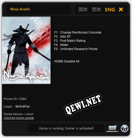 Ninja Arashi: Трейнер +5 [v1.3]