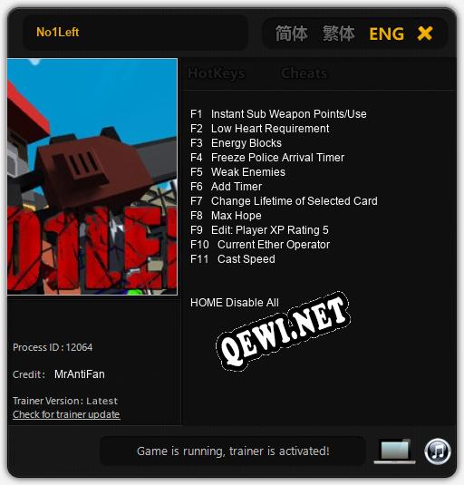 No1Left: Трейнер +11 [v1.4]