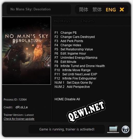 Трейнер для No Mans Sky: Desolation [v1.0.8]