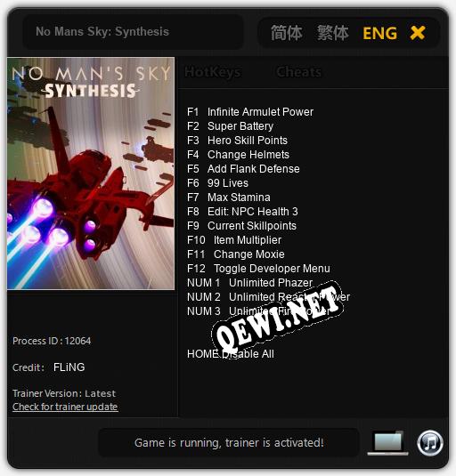 Трейнер для No Mans Sky: Synthesis [v1.0.7]