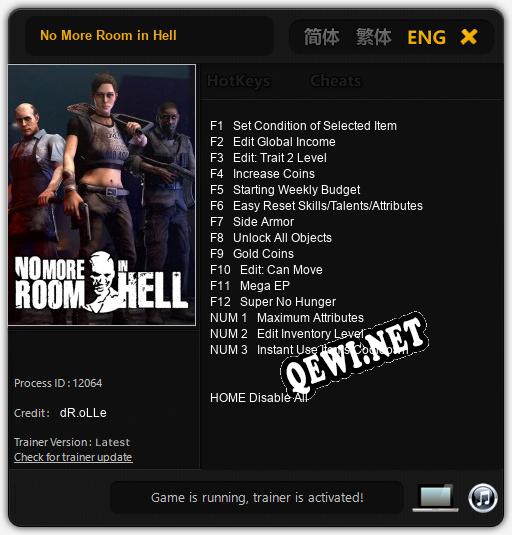 No More Room in Hell: ТРЕЙНЕР И ЧИТЫ (V1.0.9)