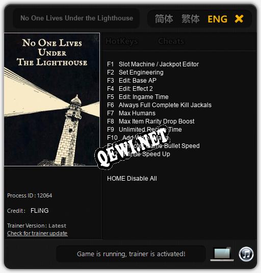 Трейнер для No One Lives Under the Lighthouse [v1.0.1]