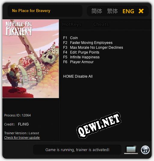 No Place for Bravery: Трейнер +6 [v1.7]