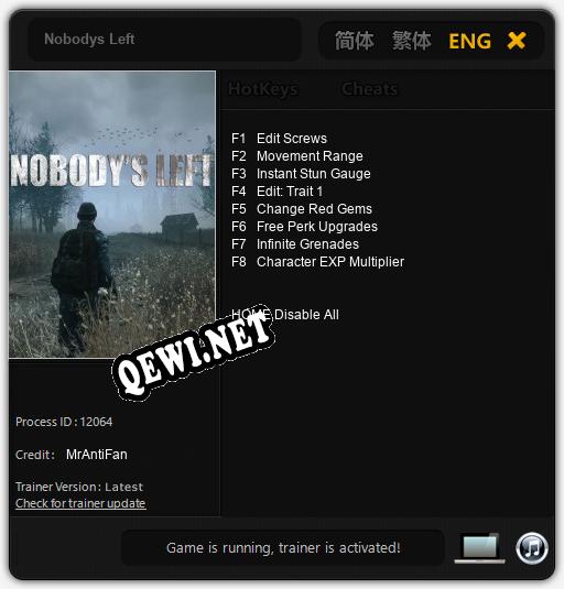 Nobodys Left: Читы, Трейнер +8 [MrAntiFan]