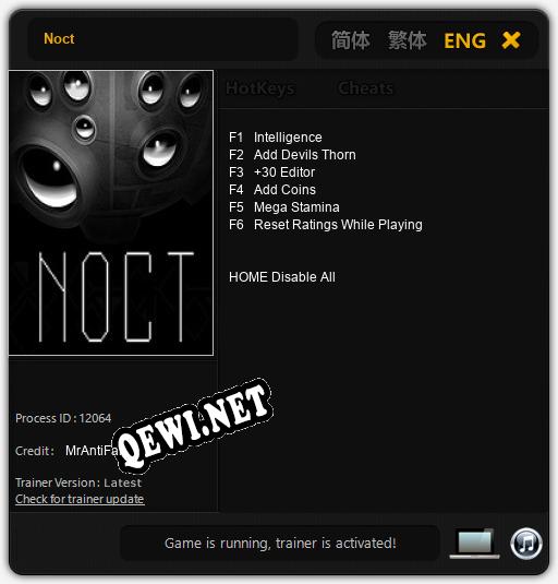 Noct: ТРЕЙНЕР И ЧИТЫ (V1.0.46)
