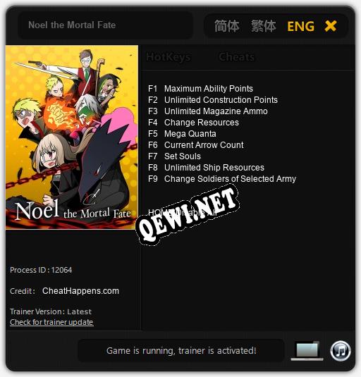 Трейнер для Noel the Mortal Fate [v1.0.1]