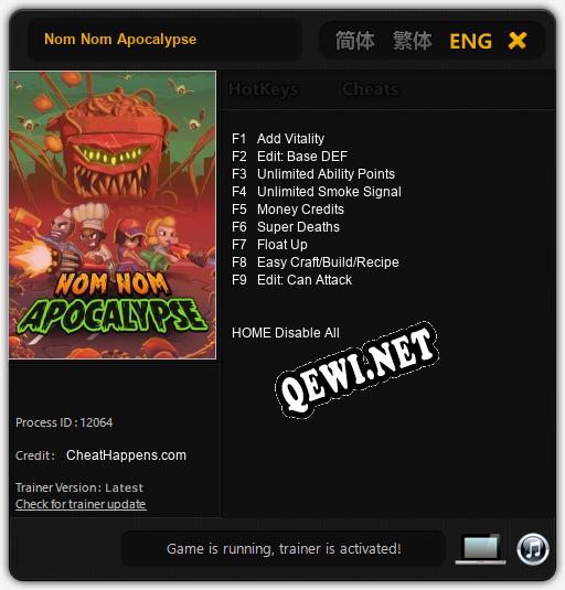 Nom Nom Apocalypse: ТРЕЙНЕР И ЧИТЫ (V1.0.84)