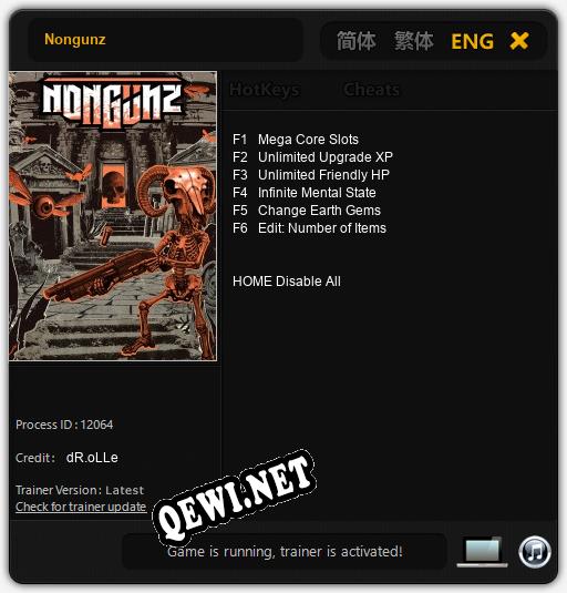 Трейнер для Nongunz [v1.0.1]