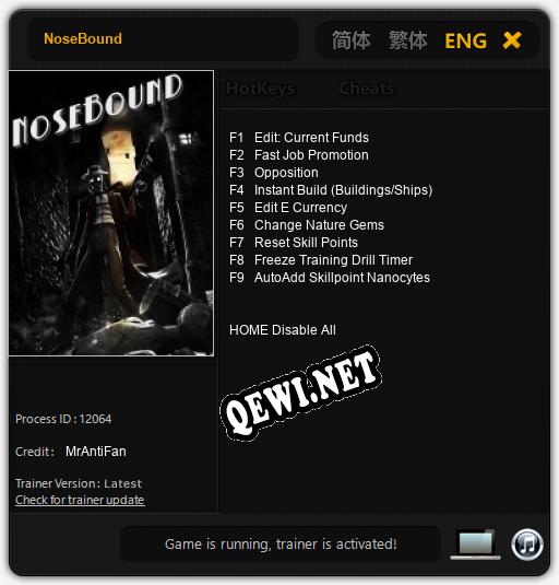 NoseBound: ТРЕЙНЕР И ЧИТЫ (V1.0.95)