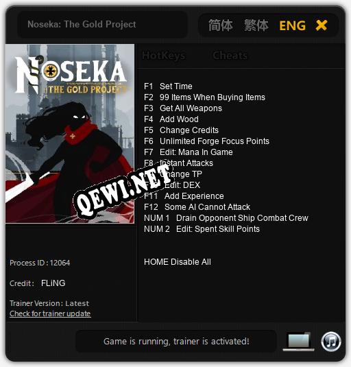 Noseka: The Gold Project: Читы, Трейнер +14 [FLiNG]