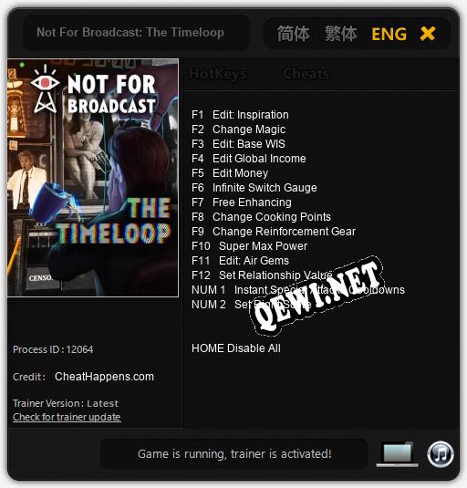 Not For Broadcast: The Timeloop: ТРЕЙНЕР И ЧИТЫ (V1.0.16)