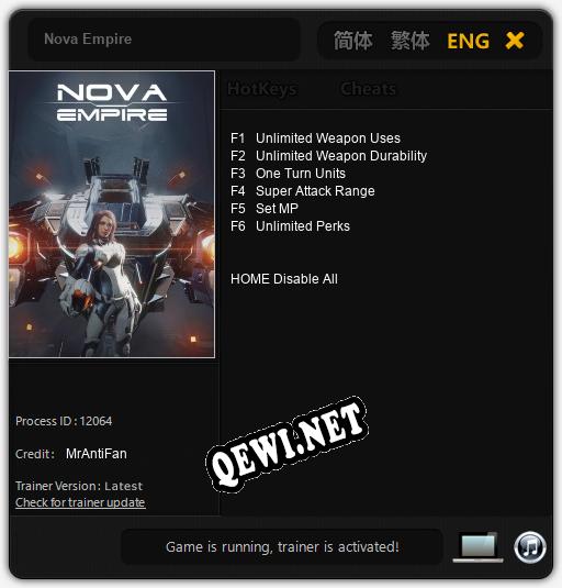 Трейнер для Nova Empire [v1.0.8]
