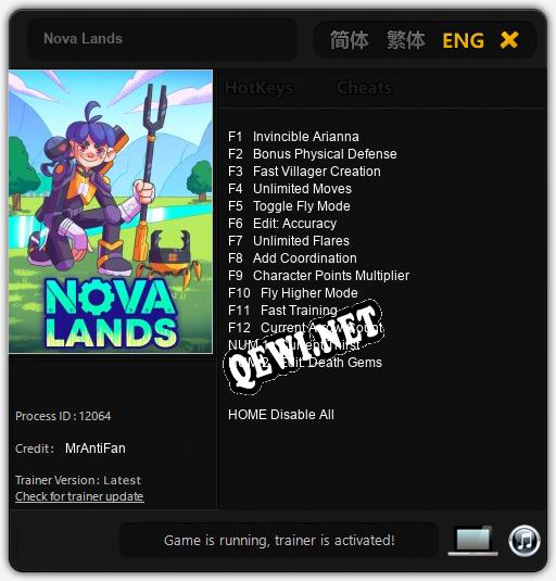 Nova Lands: Трейнер +14 [v1.3]