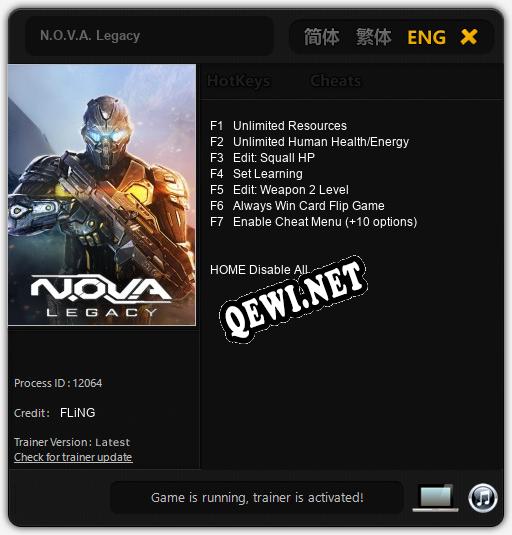 N.O.V.A. Legacy: Трейнер +7 [v1.5]