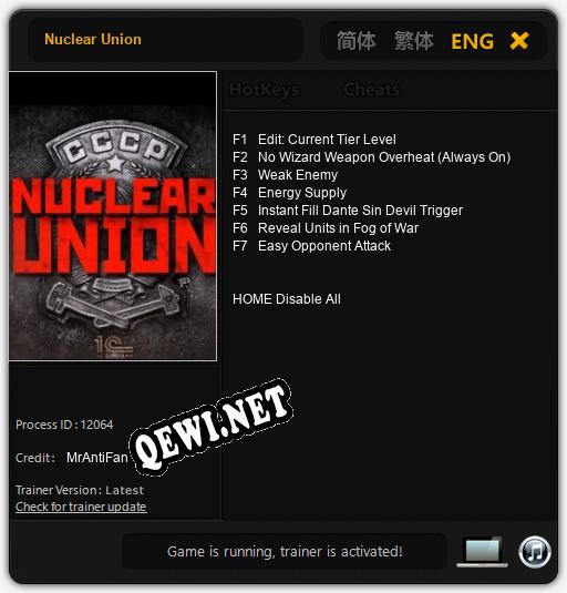 Трейнер для Nuclear Union [v1.0.4]