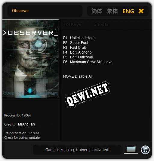 Трейнер для Observer [v1.0.1]