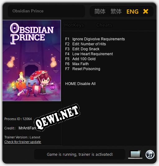 Obsidian Prince: Трейнер +7 [v1.4]