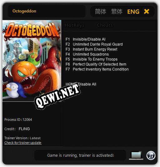 Трейнер для Octogeddon [v1.0.4]