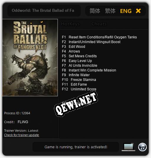 Oddworld: The Brutal Ballad of Fangus Klot: ТРЕЙНЕР И ЧИТЫ (V1.0.32)