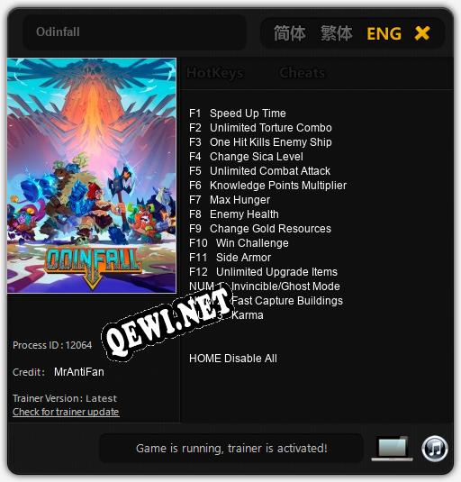 Трейнер для Odinfall [v1.0.8]
