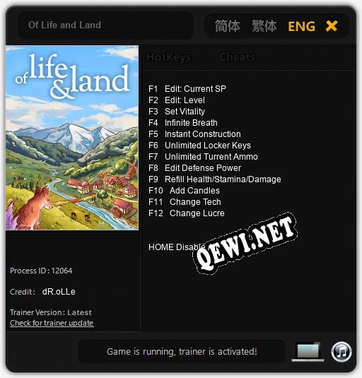 Трейнер для Of Life and Land [v1.0.9]