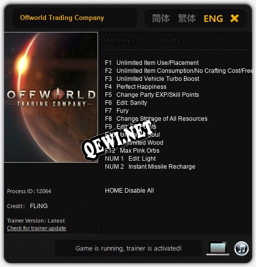 Offworld Trading Company: ТРЕЙНЕР И ЧИТЫ (V1.0.84)