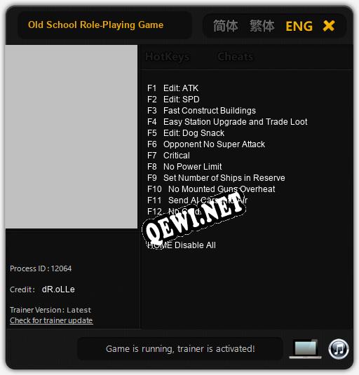 Трейнер для Old School Role-Playing Game [v1.0.8]