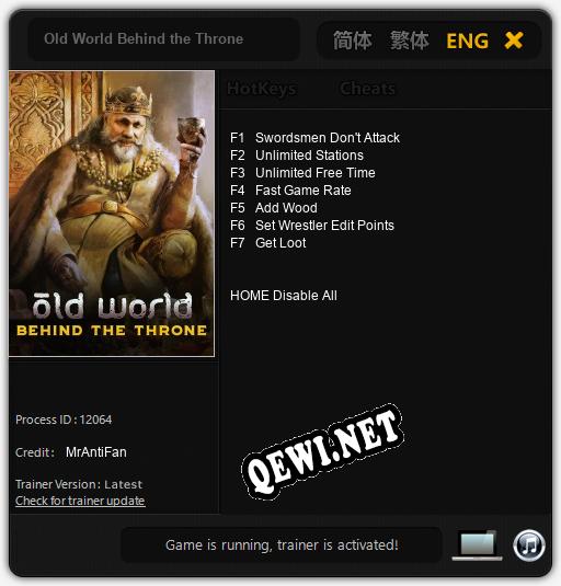 Трейнер для Old World Behind the Throne [v1.0.8]