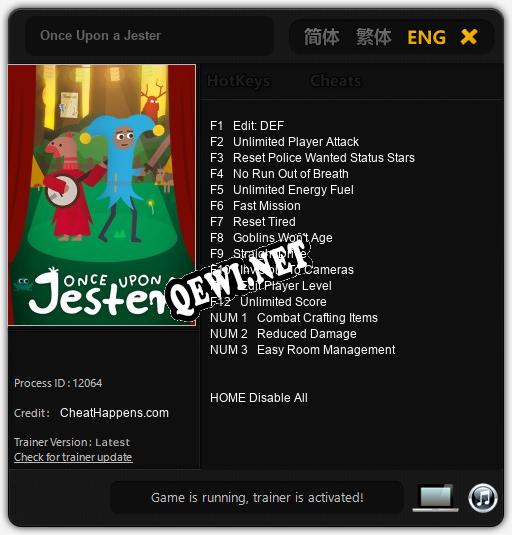 Once Upon a Jester: Читы, Трейнер +15 [CheatHappens.com]