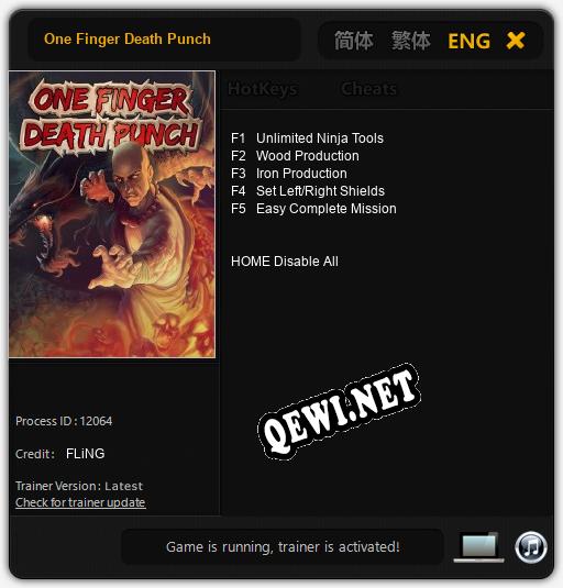 One Finger Death Punch: Трейнер +5 [v1.3]