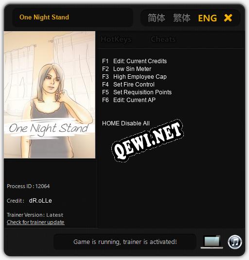 One Night Stand: Трейнер +6 [v1.5]