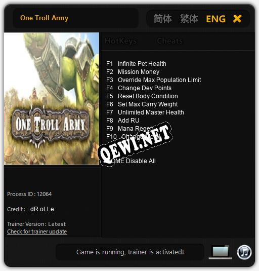 One Troll Army: ТРЕЙНЕР И ЧИТЫ (V1.0.42)