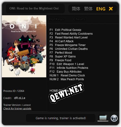 Трейнер для ONI: Road to be the Mightiest Oni [v1.0.7]
