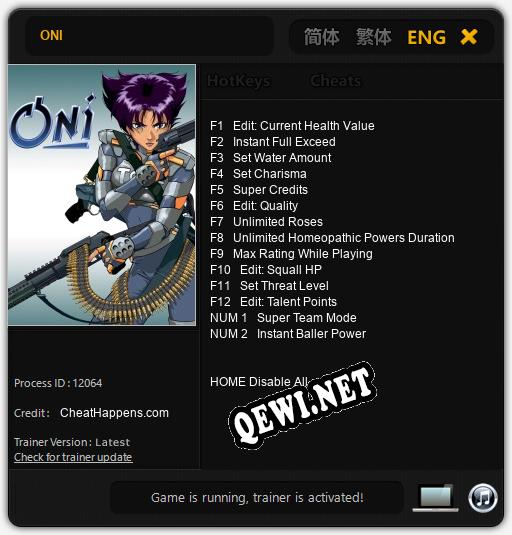 ONI: Трейнер +14 [v1.8]