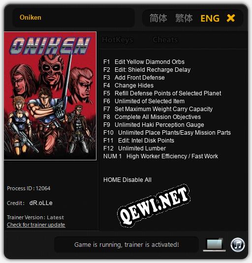 Oniken: Трейнер +13 [v1.6]