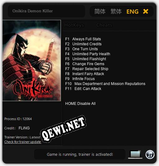 Onikira Demon Killer: Читы, Трейнер +11 [FLiNG]