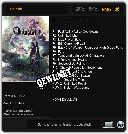 Oninaki: ТРЕЙНЕР И ЧИТЫ (V1.0.96)