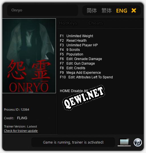 Onryo: Читы, Трейнер +10 [FLiNG]