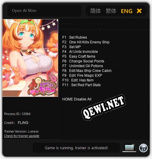 Трейнер для Open At Nine [v1.0.9]
