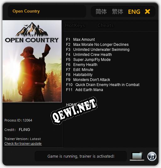 Open Country: Трейнер +11 [v1.7]