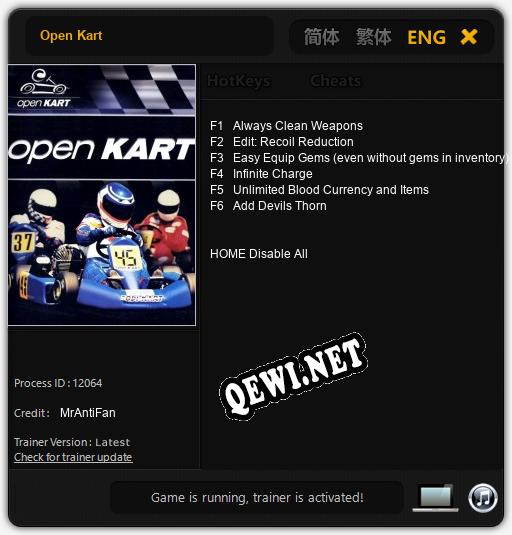 Трейнер для Open Kart [v1.0.5]