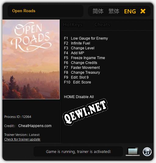 Трейнер для Open Roads [v1.0.2]