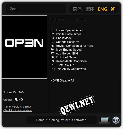 Open: Трейнер +11 [v1.8]