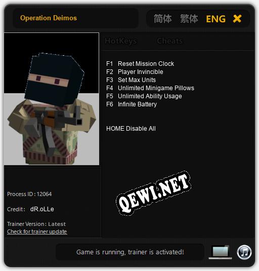 Operation Deimos: ТРЕЙНЕР И ЧИТЫ (V1.0.26)