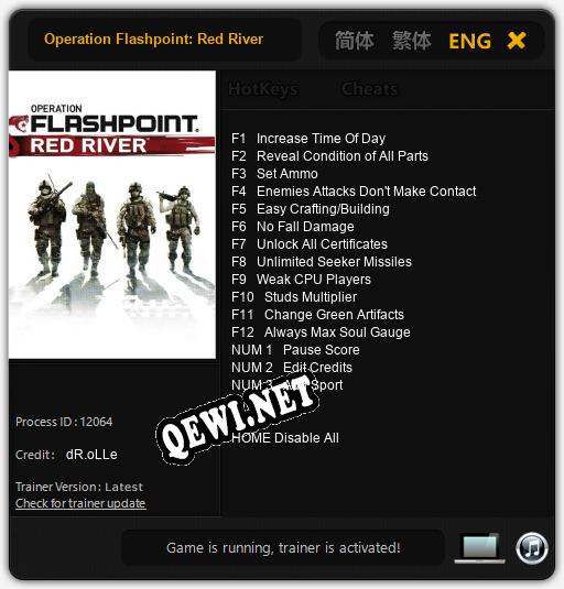 Трейнер для Operation Flashpoint: Red River [v1.0.6]